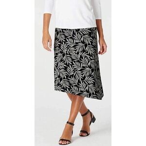 J.Jill Wear Ever Collection Asymmetric Skirt Women’s Size Large Black Leaf Print